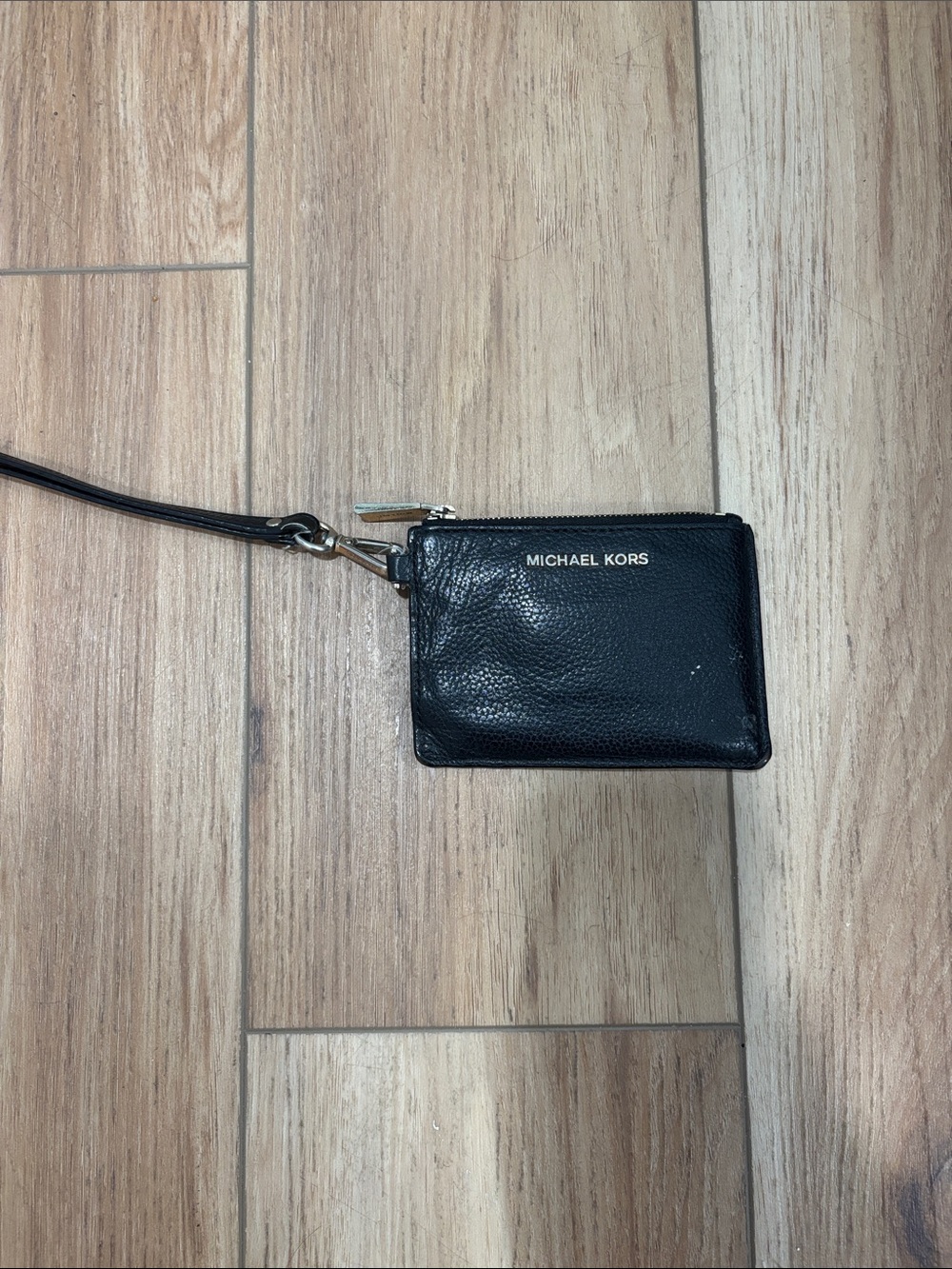 Michael Kors Black Pebbled Leather Wristlet Card Holder